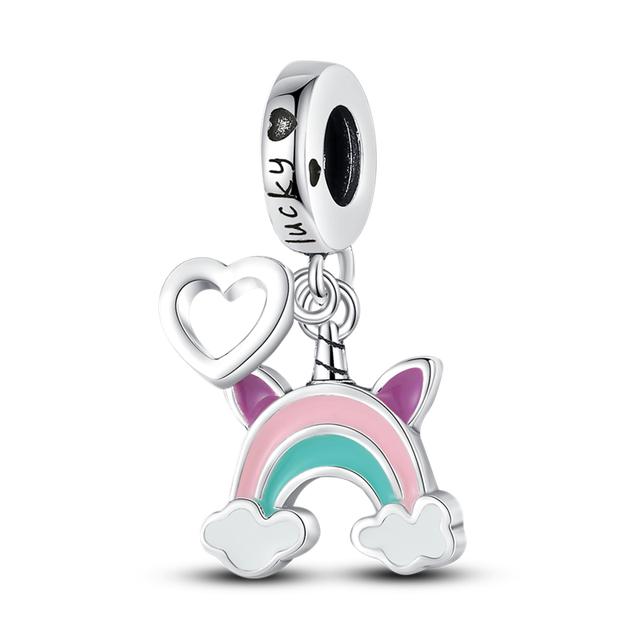 Подвески 925 Originales Silver Rainbow Horse Series Очаровательные музыкальные наушники Подвеска Fit 925 Оригинальный браслет Женские украшения 
