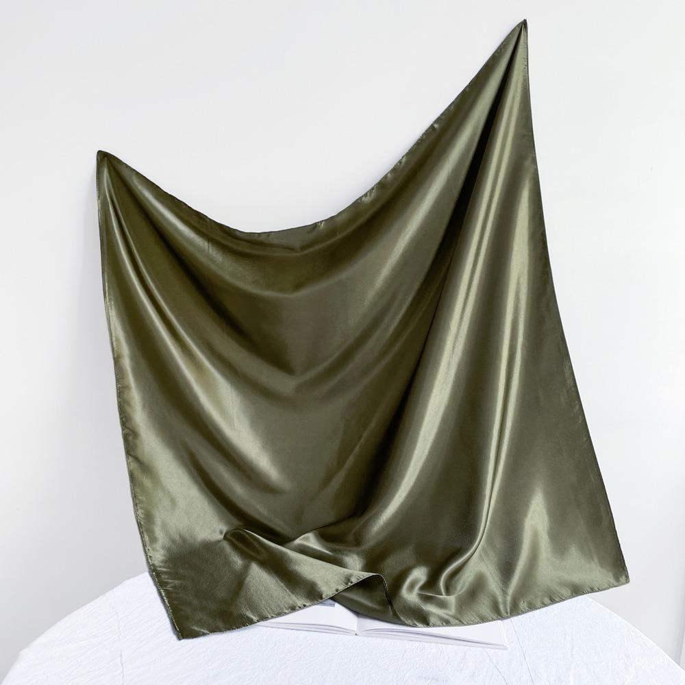 90*90СМ Однотонный Квадратный Шарф для Женщин Шарф и Головной Платок Сатиновый Модный Блестящий Шелковый Шарф