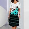 New Vintage Women's Dresses Floral Patchwork Printed Elegant Casual Short Sleeve Dress Y2k Loose Oversized Fashion Dress 2023