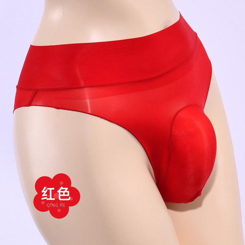 Cross-border Amazon Oily Men's Briefs Jj Set Seamless Stockings Sexy Shorts Silky U-shaped Pouch Panties