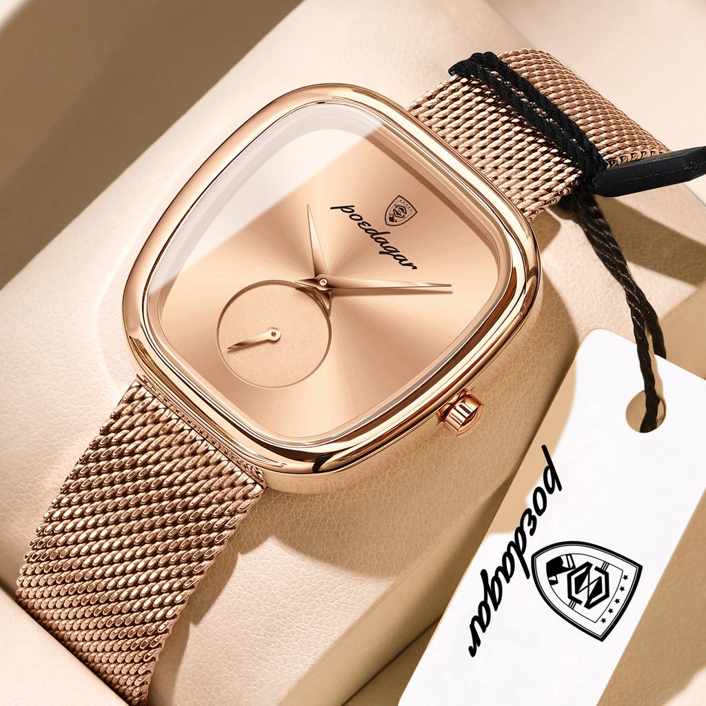 POEDAGAR Top Casual Woman Clock Waterproof Stainless Steel Luxury Women's Watches Elegant Fashion Quartz Ladies Wristwatch Reloj