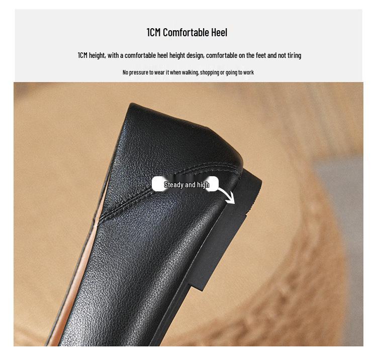 Женские туфли-балетки из натуральной кожи - Французский низкий вырез, Квадратный носок, Мягкая подошва, Большие размеры 41-43, Новинка 2025 Вечерний бриз