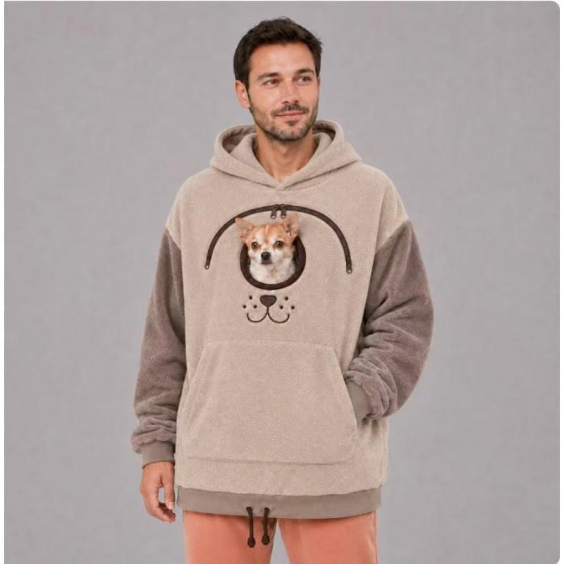 2026 Solid Color Hooded Pet Loose Fit Pullover Sweatshirt Unisex Casual Top