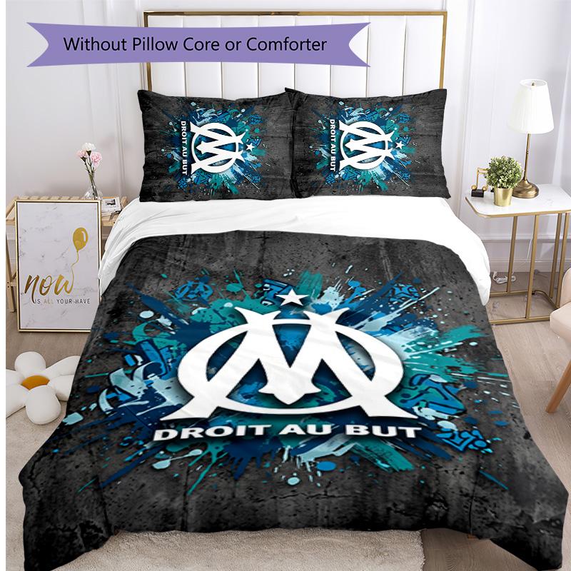 Olympique Lyonnais FC Printed 3PCS Bedding Set Breathable Duvet Cover with Pillowcases Decorative Bed Linen for Bedroom Home