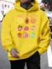 Fruit Party Lemon Strawberry Print Hoodies Man Fleece Comfortable Hoody Casual Hip Hop Streetwear Soft All-Match Pullovers