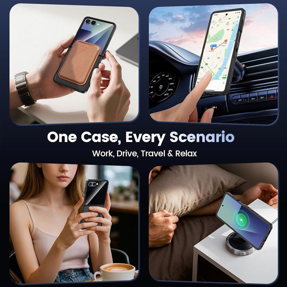 UYUXIO Magnetic Wireless Charging Mobile Phone Case for Samsung Galaxy Z Flip 7 Cases Slim Rugged Translucent Cover with Magnet