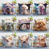Pet Dog Print Decorative Pillowcase Bedroom Living Room Square Cushion Pillowcase