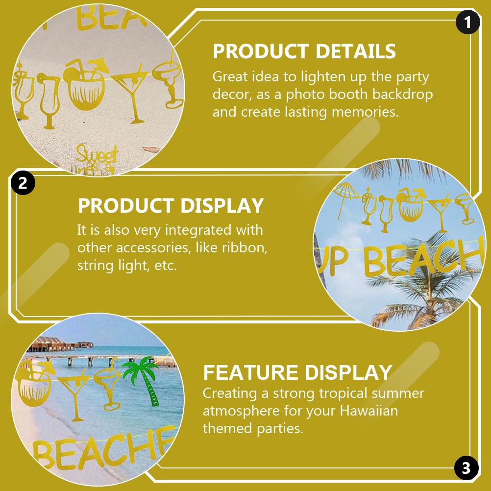 1 комплект баннеров для пляжной вечеринки на берегу моря, гирлянды для летней вечеринки, декор для фотобудки, блестящий баннер с гирляндами
