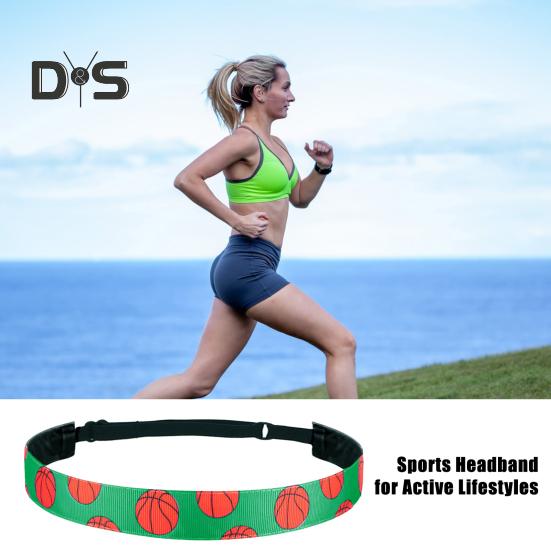 Спортивная повязка на голову для девочек, эластичная повязка на голову с рисунком баскетбола для футбола, бега, спортивные аксессуары