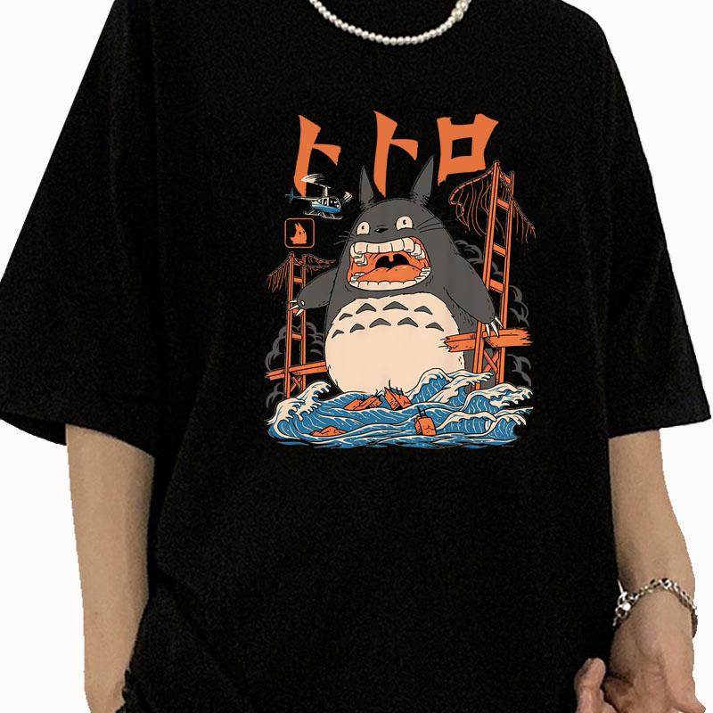 Летняя унисекс футболка с Тоторо из Studio Ghibli, женская футболка в стиле Харадзюку, модная аниме футболка, смешные футболки с мультяшками, топ для женщин