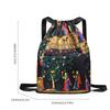 Drawstring Casual Backpack Waterproof Unisex Sports Gym Sack Foldable Multifunctional Multiple Pockets for Hiking Travel Camping