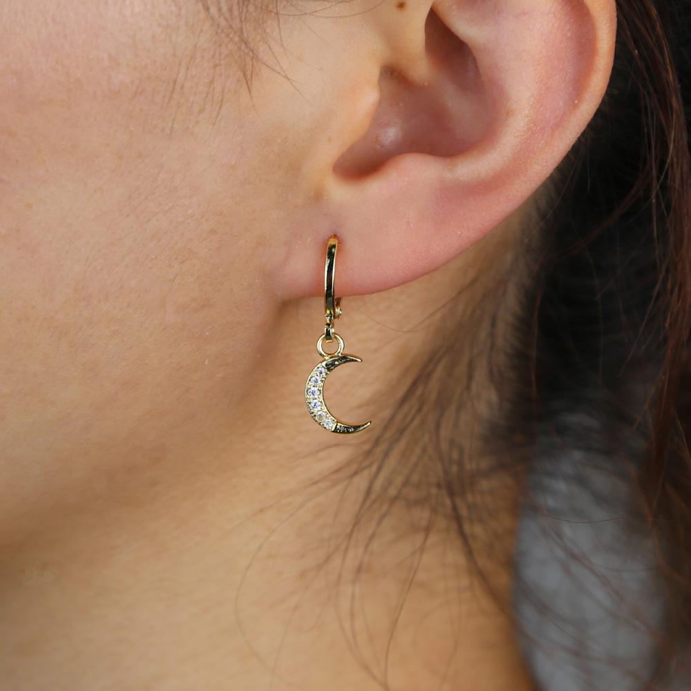 New Arrived Cute Lovely Fashion Women Jewelry Set of 4 Pcs Cz Moon Star Flash Lightning Dangle Earring