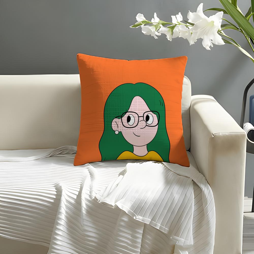 Anime Cute PPop ManS Pillow Case Natural Linen Organic Fabric DoubleSided Printing Sofa Home Decor Cushion Cover