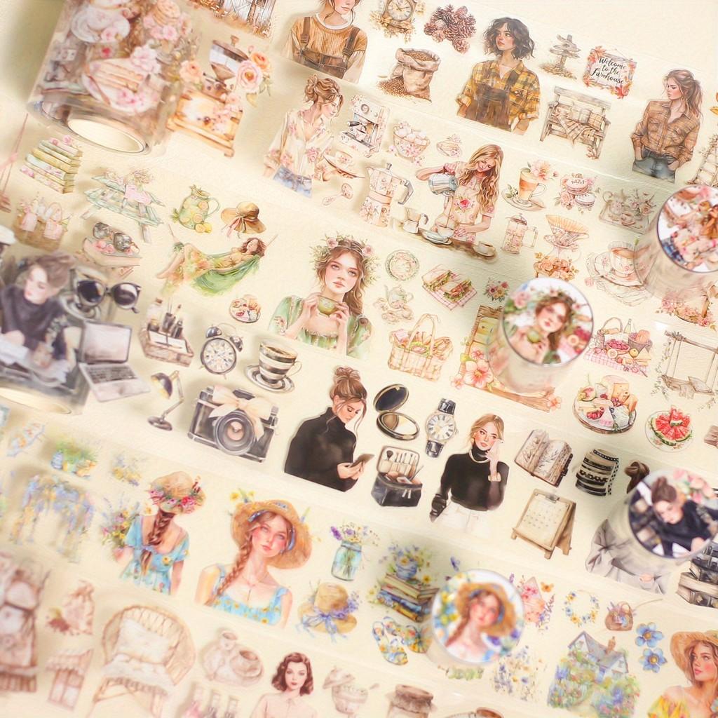 Journamm 60mm*2m Girl PET Tapes Collage Stickers Decor Junk Journal Masking Tape DIY Scrapbooking Aesthetic Sticker Stationery