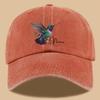 pc Stylish Hummingbird Printed Truck Cap  Vintage Wash Baseball Cap Adjustable Size Breathable Outdoor Unisex Sun Hat for H