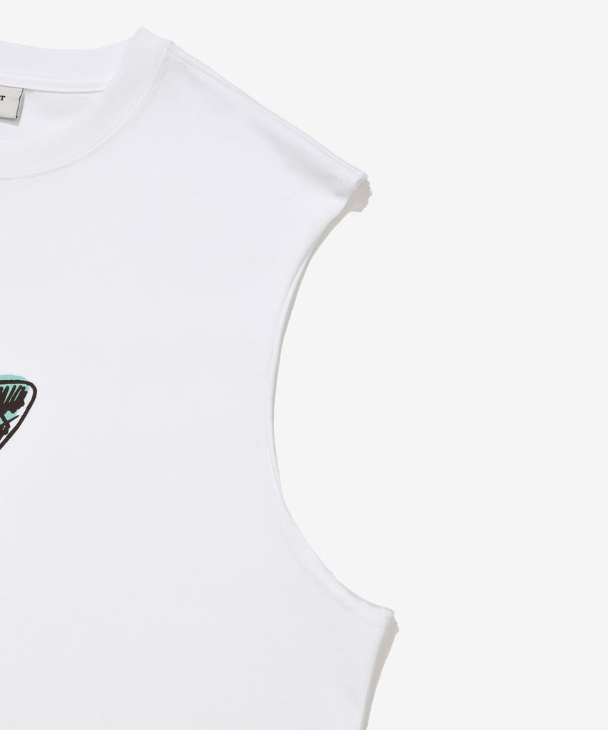 COVERNAT Checkerboard Graphic Sleeveless White