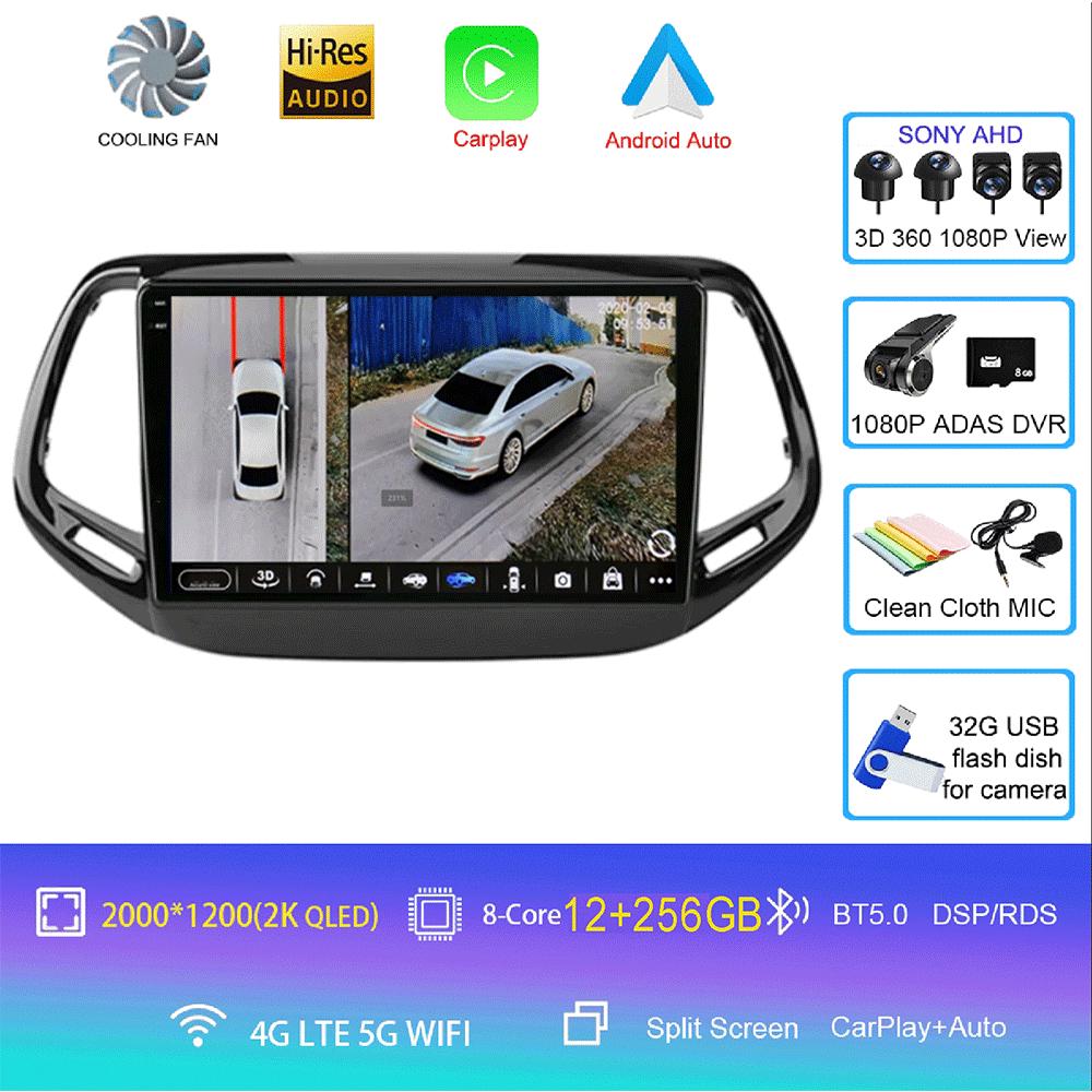 Android 14 Carplay Auto WIFI+4G Для Jeep Compass 2017 2018 2019 Автомагнитола GPS Стерео Мультимедийный Видеоплеер 2din Головное Устройство DSP