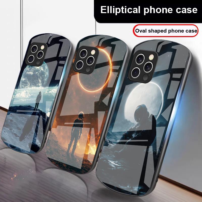 Красная Луна Исследователь Для IPhone 16 Pro Max 15 Pro 14 13 12 Mini 11 XS Max XR 7 8 Plus SE 2022 Эллиптический Стеклянный Чехол для Телефона