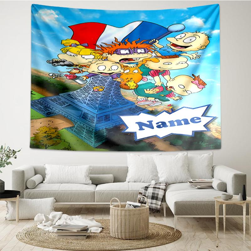 Custom Name Rugrats Print Tapestry, Backdrop, Easy Setup, Ideal for Bedroom, Office & Living Room, with Aesthetic Wall Hanging Decor.