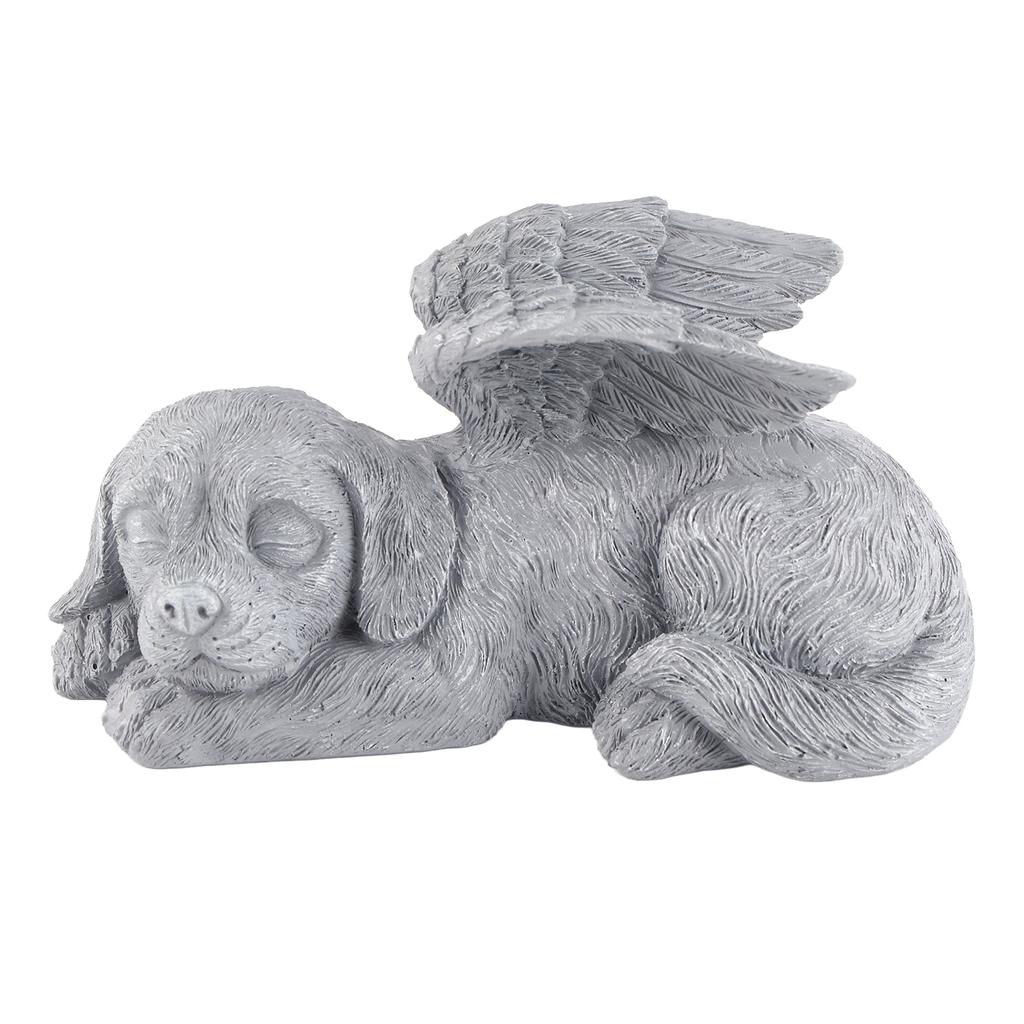 Pet Memorial Statue Resin Sleeping Pet Angel Garden Sculpture for Pet Memorial Gravestone Ornament