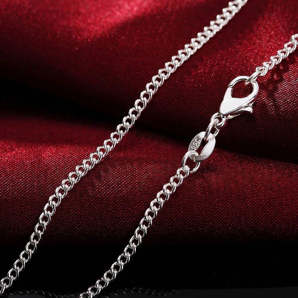 925 Sterling Silver Necklace 2MM String Chain New Side Chain Necklace Women Men
