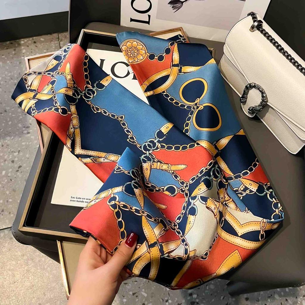 Silk scarf women's high-end sense, thin in winter, versatile in winter, suit, thin and narrow neck protection, scarf, new long and small scarf.