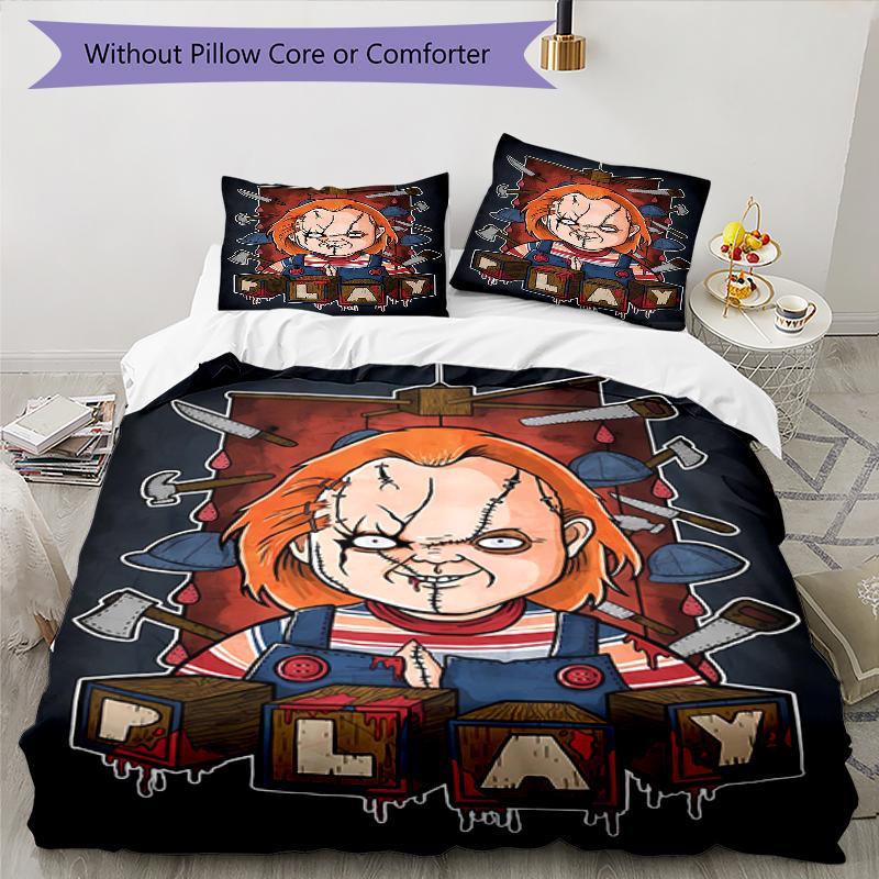 3pcs Chucky2 Design Cover Set - HD Printed Bedding with 1 Cover and 2 Pillowcases - Perfect for Home and Dorm Decor