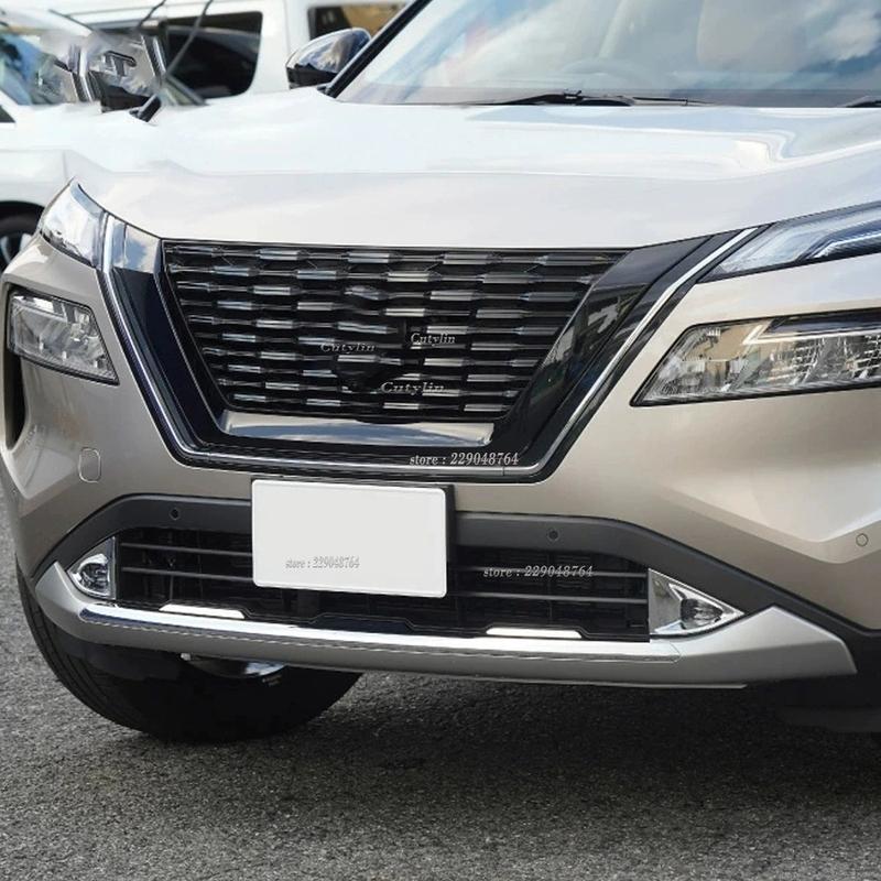 For Nissan Rogue X-Trail T33 ABS Black Chrome Front Fog Light Lamp Cover Protector Molding Bezel Trim Car Styling