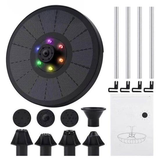 Solar Fountain with LED Lights Birds Bath Garden Pond Pool Decorative Outdoor DIY Potential for Garden