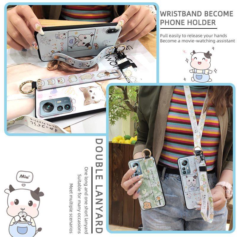 Protective Kickstand Phone Case For Blackview A85 Waterproof Ring Cartoon Lanyard Soft Case Dirt-resistant Shockproof