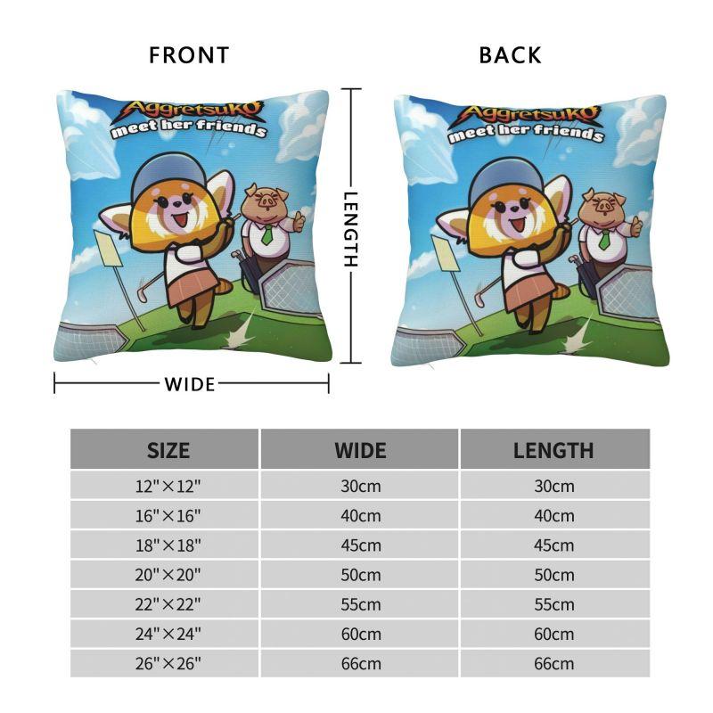 Custom Luxury Japan Anime Aggretsuko Cartoon Cushion Cover 40x40cm Polyester Pillow for Car Square Pillowcase Home Decor