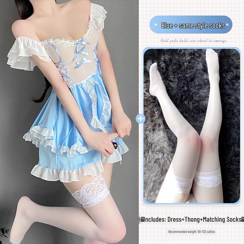 Linlin Ting Women's Cute Maid Lingerie: Sexy See-Through Bedtime Temptation for Small Busts