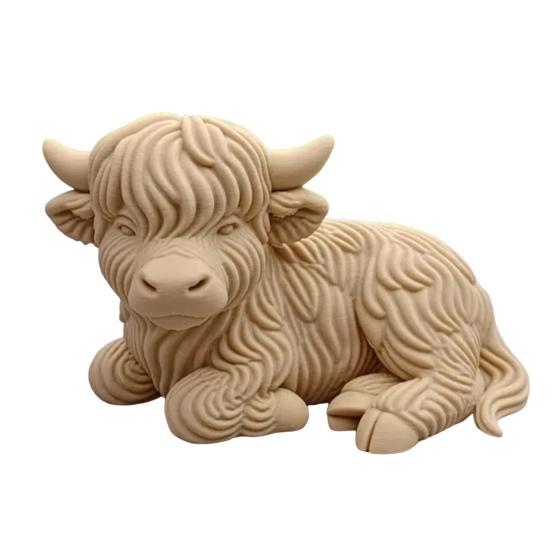 Хайлендская корова Домашний декор бонсай Мини-фигурка коровы в ковбойской шляпе Напечатанная на 3D-принтере Реалистичная текстура Хэллоуинское украшение