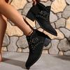 Модные осенние новые грубые каблуки одинарные ботинки женские замшевые с круглым носком и заклепками на рукавах противоскользящие износостойкие короткие ботинки