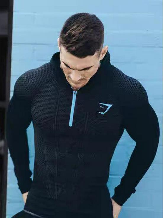 Мужская худи с капюшоном GYMSHARK для тренировок, быстросохнущая, с длинным рукавом, в стиле супергероев