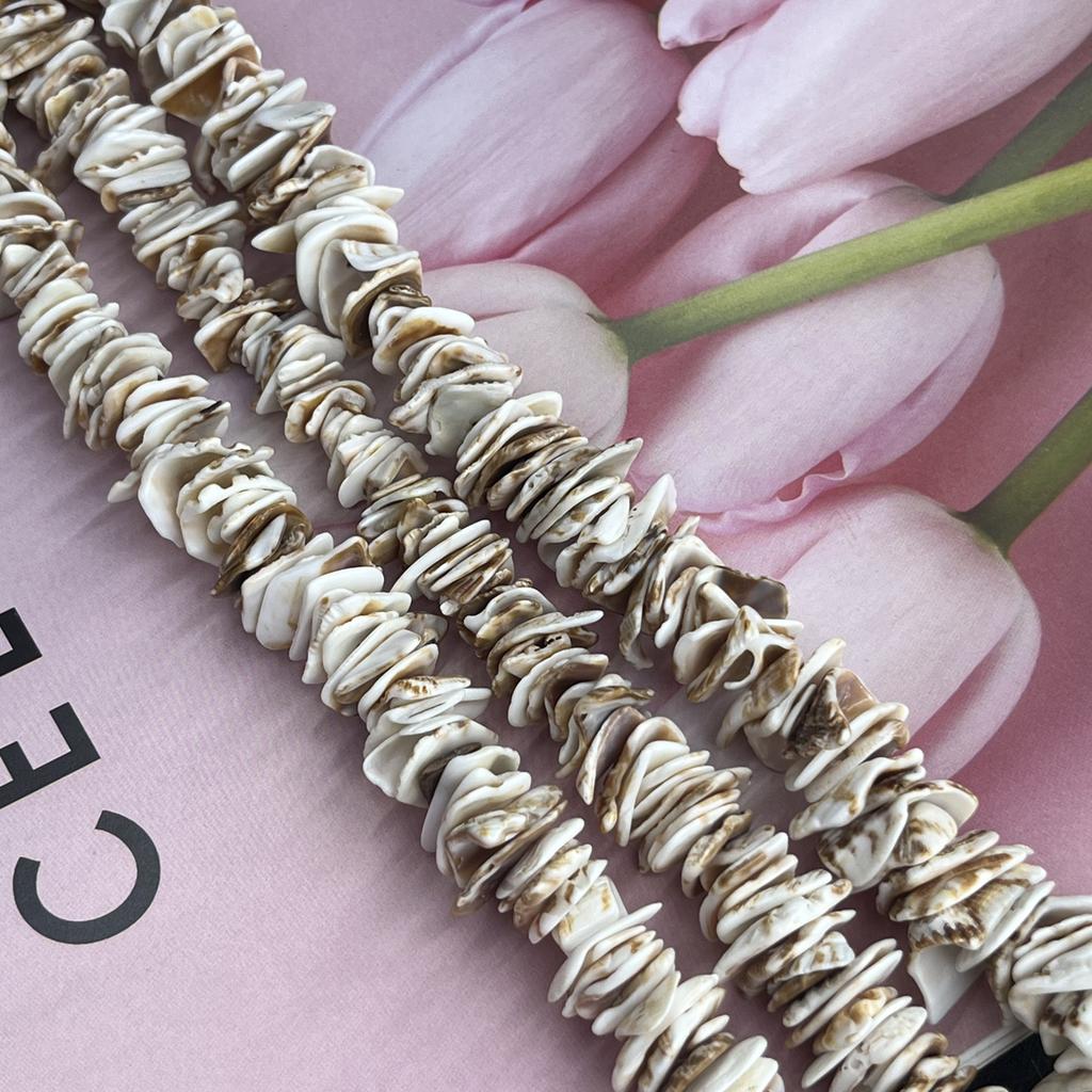 Уникальная натуральная нить из неровных ракушечных чипсов 8-9 мм, 38 см, Бохо-пляжная атмосфера, Свободные бусины для изготовления ожерелий, браслетов, бижутерии