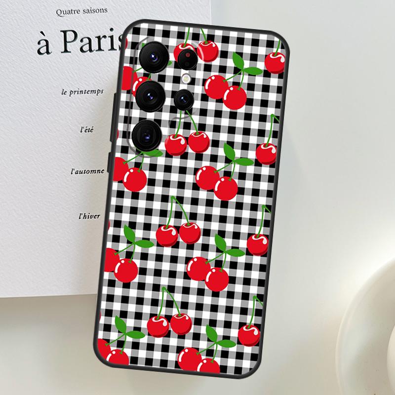 Чехол для телефона Samsung Galaxy S26 Ultra S25 S23 S22 S21 S24 Ultra S10 S20 Plus S25 FE с рисунком еды, фруктов, красной вишни