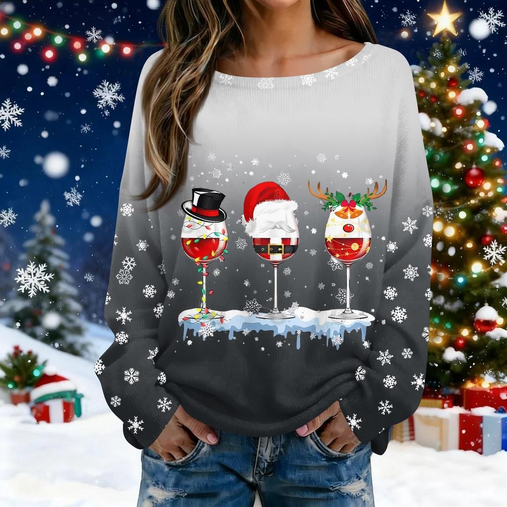 Christmas Sweatshirts For Women Knit Sweater Cute Shirt Fall Crewneck Pullover Tops