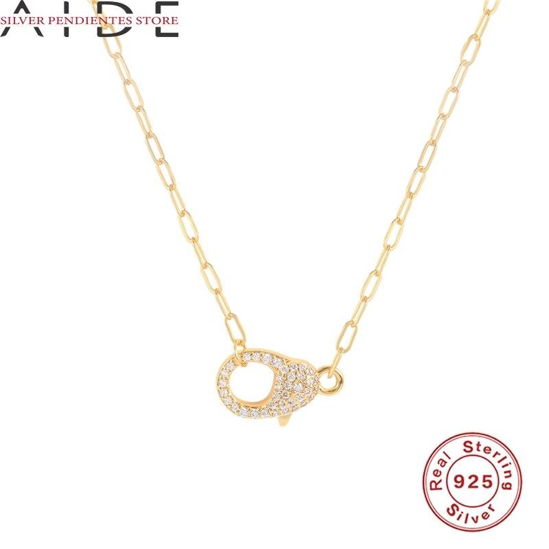 Простая цепочка-скрепка с бриллиантами, ожерелье с подвеской от сглаза, женское ожерелье с серебряной золотой цепочкой 925 пробы, ожерелье, бижутерия