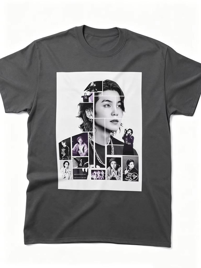 Min Yoongi SUGA BTS Collage Classic Fan Gift T Shirt 2026 Summer Mens Cotton Y2K See Through Women And Men Comfortable T-shirt