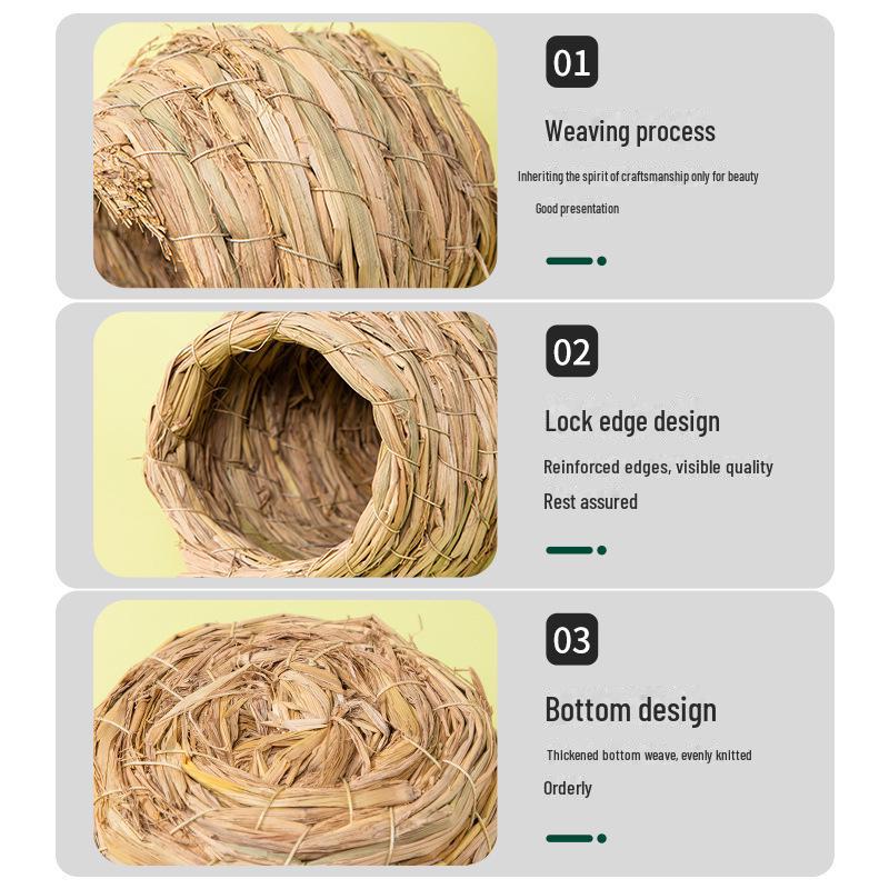 Parrot & Small Bird Straw Nest: Warm Egg-Laying Hanging Nest for Parakeets, Finches, and Peonies