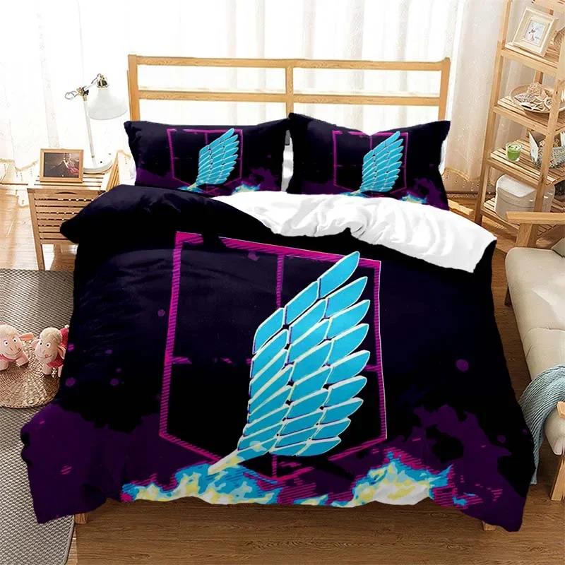 Мода Атака Титанов Цифровой Удобный Пуховое Одеяло Пододеяльник Наволочка Комплект Постельного Белья Детская Спальня Декорация Домашний Текстиль