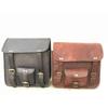 2 Side Pouch Brown Black Leather Motorcycle Saddlebags Saddle Bag Panniers