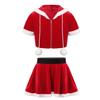 Kids Girls Christmas Costume Mrs Santa Claus Dress 2Pcs Short Sleeve Flannel Hoodie Tops Tutu Dress Xmas Party Outfits