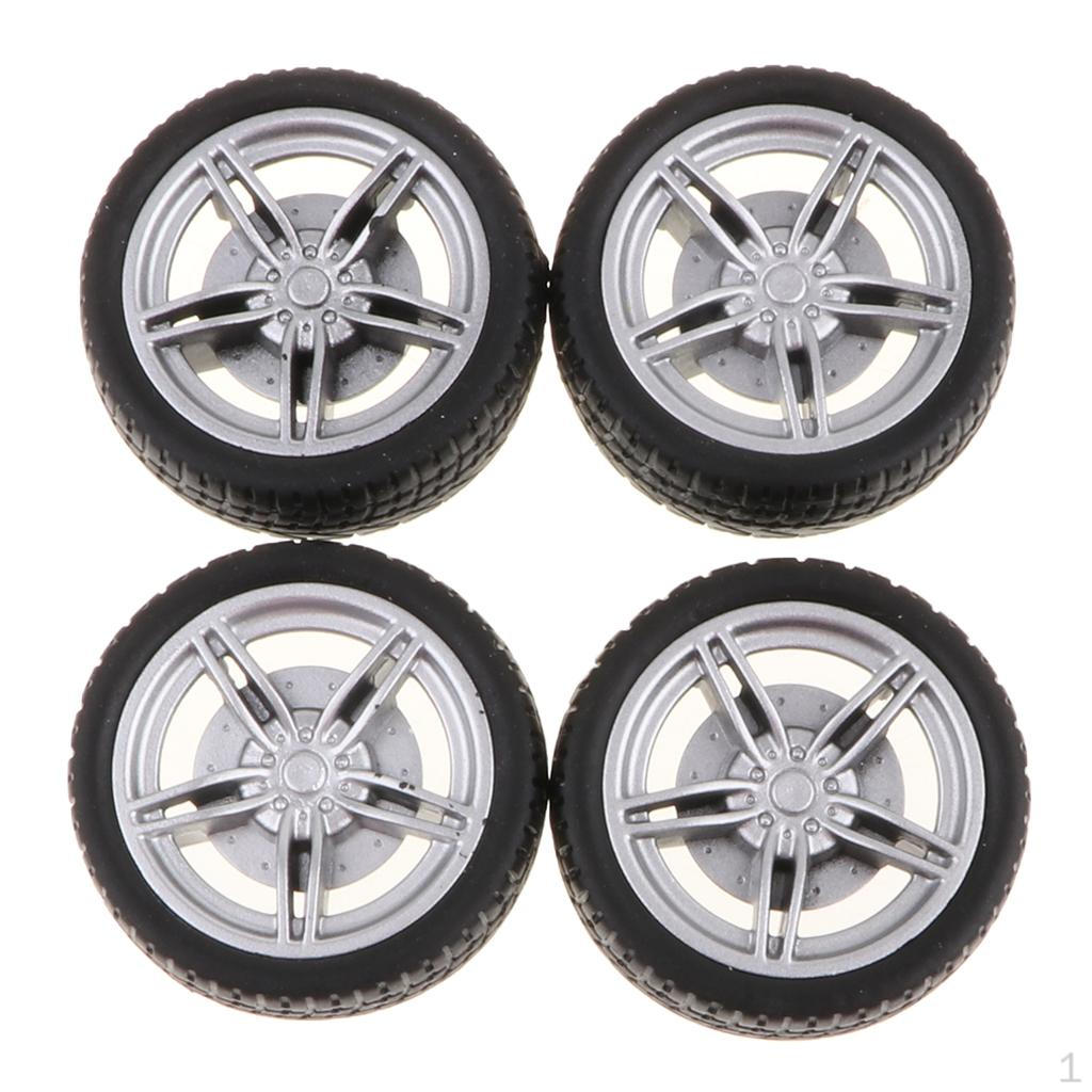 On Rims & Rubber Tires 40mm Hubs For RC Car, Pack of 4