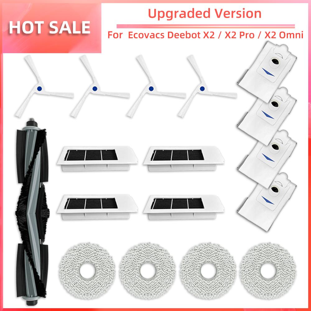 For Ecovacs Debot X2 / X2 Pro / X2 Omni Robot Vacuum Cleaner Main Side Brush HEPA Filter Mop Pads Dust Bag Replacement Parts