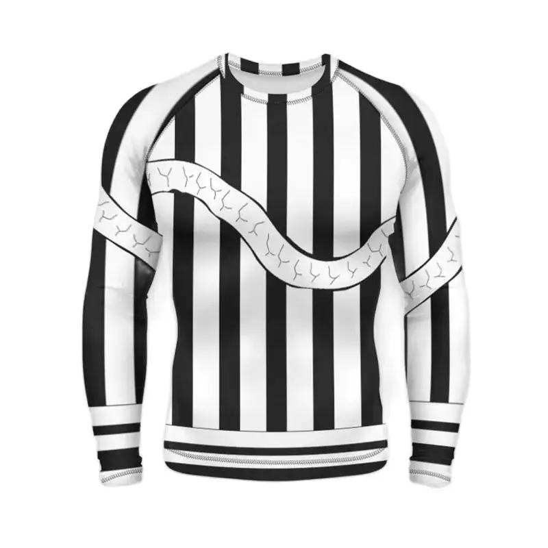 Zebra Striped 3D Printed Fun Street Hip-hop Round Neck Long Sleeved Fashionable Avant-garde Casual Minimalist Men's T-shirt Top