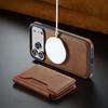 Magnetic Attraction Leather Case for iPhone 17 Pro Max 16E Air 16 15 Plus 14 Pro 13 12 Detachable Card Bag Holder Phone Cover