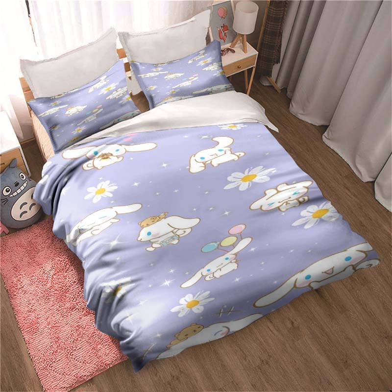 2026 New Cartoon Cinnamoroll Themed Three-Piece Bedding Set, Includes Duvet Cover and Pillowcase, Perfect As A Holiday Gift.