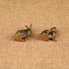 Pair of Antique Copper Zodiac Rabbit Tea Pets - Handcrafted Solid Brass Rabbits for Feng Shui & Home Decor, Vintage Tabletop Ornaments & Lucky Charms,